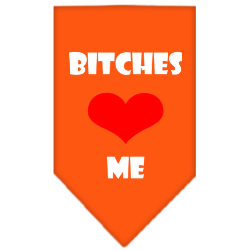 Bitches Love Me Screen Print Bandana Orange Small